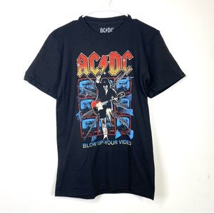 AC/DC Vintage Retro Blow Up Your Video Band Tee Short Sleeve Black Grunge